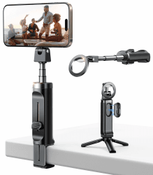JOYROOM MagSafe Selfie Stick 4 in 1 Reise Gadgets 360° Drehbar Ausziehbares Handyhalterung Flugzeug mit Stativ & Fernbedienung Handy Ständer für iPhone 17 16 15 Samsung Android Smartphones Schwarz Angebot bei HelloDeals
