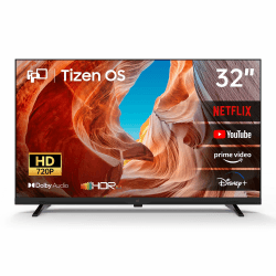 FPD Smart TV 32 Zoll, Fernseher mit Tizen OS, Kompatibel mit Samsung TV Plus, HDR 10, Miracast, HD 720P, Dolby Audio, SmartThings, Gaming Hub, Sprachsteuerung, Flachbildschirmfernseher | HDR10, Dolby Audio, Gaming Hub, SmartThings, Miracast, 350+ kostenlo Angebot bei HelloDeals