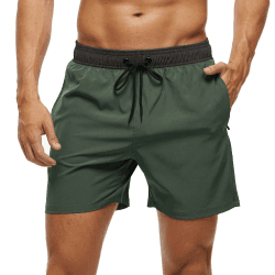 Arcweg Badehose für Herren mit Reißverschlusstasche Atmungsaktiv Wasserabweisend Badeshorts Männer Trainingsshorts Elastisch Verstellbar Mit Tunnelzug Meshfutter XL Schwarz + Armeegrün Angebot bei HelloDeals