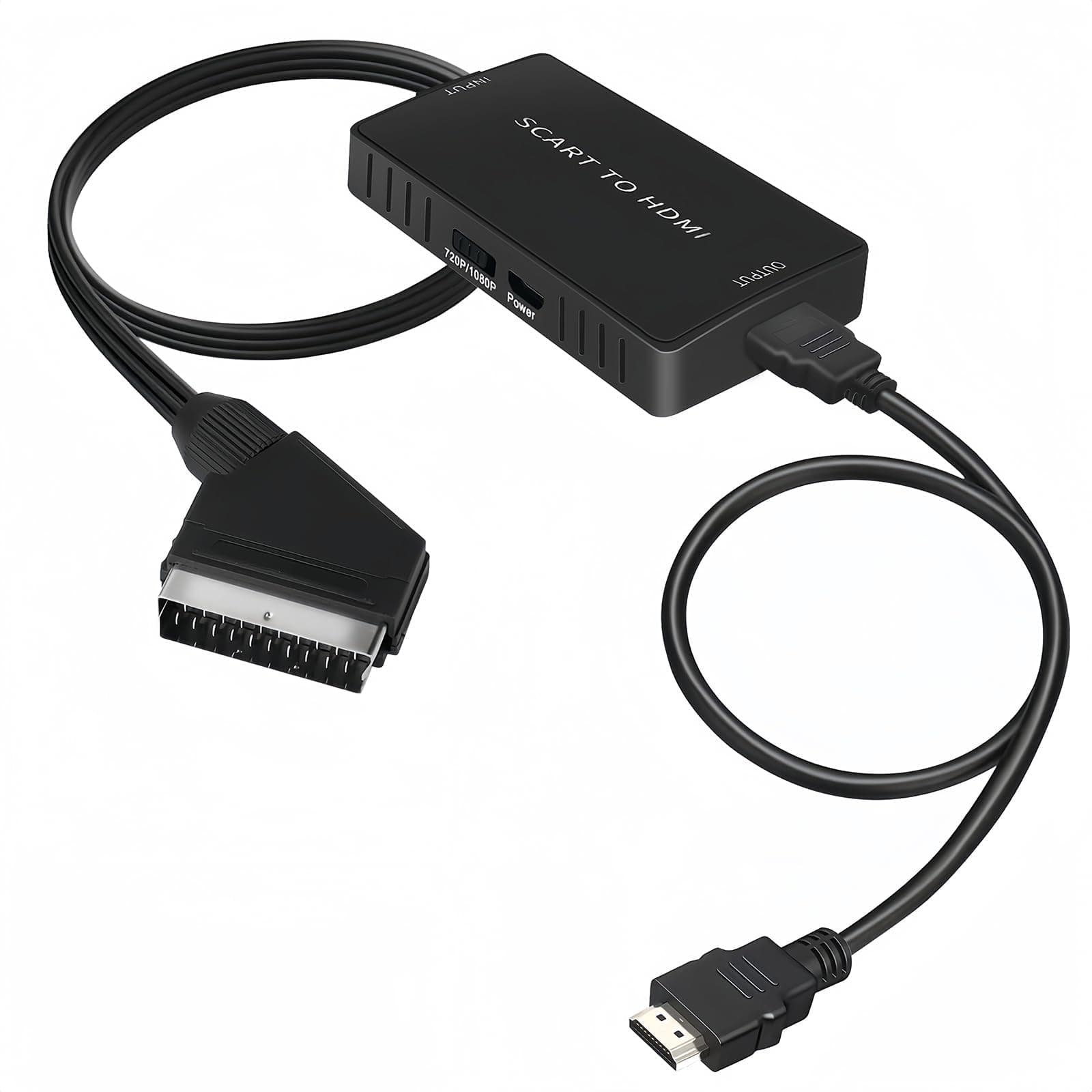 VIXLW SCART auf HDMI Adapter (mit Kabel), SCART auf HDMI Konverter, HD 1080P Audio- und Videokonverter, für HDTVs, Set-Top-Boxen, VHS, Xbox, PS3, Sky, DVD, Blu-ray Angebot bei HelloDeals