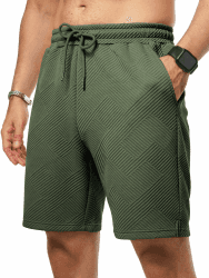 JMIERR Herren Textur Kurze Hosen mit 3 Taschen 2026 Sommer Casual Loose Shorts Elastische Taille A Grün XL Angebot bei HelloDeals