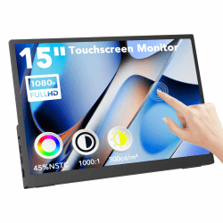 15T 15,6 Zoll FHD1080P Touchscreen Monitor,IPS-Sreen Tragbarer-Display with 2 USB-C,HDMI,10-Punkt-Touch,Dual-Lautsprecher,Erweiterter Portable Monitor für Laptop,PC,Mobiltelefon,Mac,Xbox,PS5 Schwarz 15.6 Inch FHD Monitor Angebot bei HelloDeals