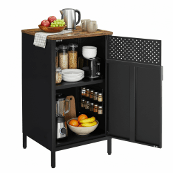 SONGMICS Aufbewahrungsschrank, Metallschrank mit Doppeltür | Mit Tür und Regal, kleiner Schrank für Toilettenpapier, Toilettenschrank, verstellbare Ablagen, 20 x 18 x 80 cm, BBC310W01 Vintagebraun + Mattschwarz 42 cm Angebot bei HelloDeals