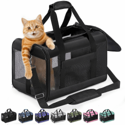 Conlun Transportbox Katze M, Flugzeugtaugliche Katzentransportbox bis 7kg | Schwarz Katzentransporttasche mit innerer Sicherheitsschnalle, ideal als Katzenkorb Transport für Reise, Auto und Flugzeug L 43 x B 28 x H 28 cm Schwarz Angebot bei HelloDeals