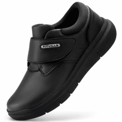 FitVille Weite Lederschuhe mit Klettverschluss Herren Business Casual Verbandschuhe Gesundheitschuhe Freizeitschuhe Bequeme Sneaker Walkingschuhe Büro EasyTop V4 42.5 EU X-Weit Schwarz Angebot bei HelloDeals