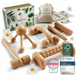HELDSON Massage Set Holz 6-teilig – Massageset für Fuß, Kopf & Rücken | Dermatest "sehr gut", FSC 100% Holz, Fußmassage Roller, Kopfmassage & Triggerpunkt, Wellness Geschenk für Pärchen Angebot bei HelloDeals