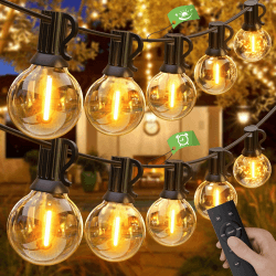 GLUROO Lichterkette Außen Dimmbar 45.7M, Outdoor Lichterkette Glühbirnen Wasserdicht mit Fernbedienung, 75+2 G40 Kunststoff Birnen, LED Lichterkette Strom Bruchsicher für Garten 45.7M-G40 Fernbedienung Angebot bei HelloDeals