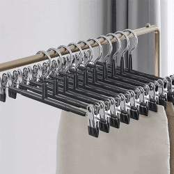 10 Stück Kleiderbügel Platzsparend für Hosen,30cm Metall Hosenbügel samt Klammern,Robust und Glänzend Hosenbügel Aufhänger für Hosen Shorts Rock Socken Unterwäsche, Schwarz Schwarz 10 Angebot bei HelloDeals