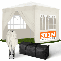 Kronenburg Faltpavillon wasserdicht Dachmaß 3 x 3 m UV Schutz 50+ Pavillon in Champagner mit 4 Seitenteilen Champagner 3 x 3 m mit 4 Seitenteilen Angebot bei HelloDeals