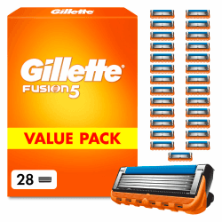 Gillette Fusion 5 Klingen Herren, 28 Original Rasierklingen, Orange | Für Nassrasierer mit Größerem Gleitstreifen für Sanftes Gleiten Und für Eine Gründliche Und Komfortable Rasur 28 Klingen Angebot bei HelloDeals