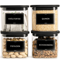 Vorratsgläser eckig mit Glasdeckel 600ml [4er Set] – Vorratsdosen Glas luftdicht & mottensicher – Aufbewahrungsgläser Küche für Lebensmittel, Nudeln, Mehl, Müsli, Kaffee 4x 600ml Angebot bei HelloDeals