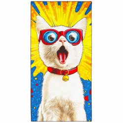 Zomer Mikrofaser Strandtuch 180x90cm Badetuch Groß Leicht Schnelltrocknend Sandfrei Strandhandtuch XXL für Sport Travel Camping Beach Gym, Brille Weiße Katze Angebot bei HelloDeals