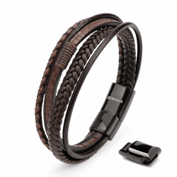 SERASAR Premium Echtlederarmband für Männer in Schwarz & Braun | Verschiedene Längen | Magnetverschluss aus Edelstahl | Inklusive Schmuckschachtel | Tolles Geschenk für Männer 23cm Wild Braun Angebot bei HelloDeals