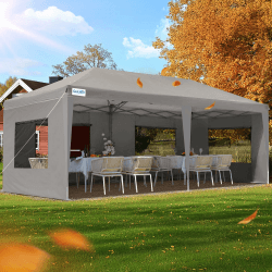 Quictent Faltpavillon 3x6m wasserdicht | Partyzelt, Gartenpavillon, stabil, mit Seitenwänden, UV-Schutz 50+, Tragetasche inkl, Stahlrahmen, einfacher Aufbau Grau Insektenschutz Angebot bei HelloDeals