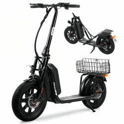 iScooter F7 E Scooter mit Straßenzulassung, 500W Motor, 20 km/h Höchstgeschwindigkeit und 100Km Max Reichweite, 16 × 3.0 Zoll Fat Tire E Roller mit Klapprad Korb und Lenker, Elektroroller mit App Glänzendes Schwarz Angebot bei HelloDeals