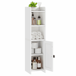 Lomojo Kleiner Badezimmer-Aufbewahrungsschrank, Eckschrank, Bodenschrank mit verstellbaren Regalen, freistehend, schmal, Badezimmer, Toilettenpapier-Organizer für kleine Räume (weiß) Angebot bei HelloDeals