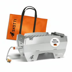 SKOTTI Grill Gas, Camping Grill Gas klein, Ideal für Camping, Festival oder Balkon, Gasgrill für Gaskartuschen, Kleiner faltbarer Campinggrill, Steckbarer Campingkocher für Grillen und Kochen 2.0 Angebot bei HelloDeals