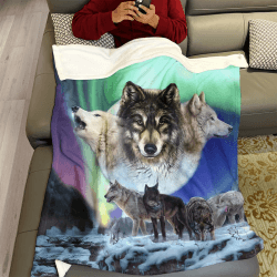 Dick Decke Weich Wärme Gemütlich Flanell-Fleece Sofadecke Deckeldecke Wölfe Aurora Schneewald 150 x 200 cm 150 x 200cm Angebot bei HelloDeals