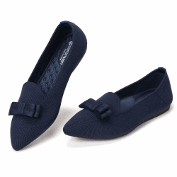 Frank Mully Loafer Flats für Damen Lässiger Strickstoff Schuhe Waschbar Schnürschuhe mit spitzer Zehenpartie Bequeme Schuhe im Ballettstil für 36.5 EU Dunkelblau Angebot bei HelloDeals