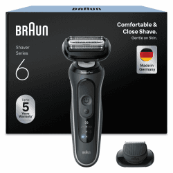 Braun Rasierer Herren Elektrisch Series 6, 62-G1200si, Grau | Kabelloser Elektrorasierer, Barttrimmer, 60 Min. Akku, Wasserdicht, Made in Germany, Inkl. 1 Präzisionstrimmer-Aufsatz mit Barttrimmer Angebot bei HelloDeals