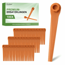 100 Stück PA6 Ersatzmesser RotorCut Kompatibel mit Rasentrimmer Gardena,Kunststoffmesser für Gardena Rasentrimmer und Akkutrimmer Für Gardena (mit 100 Klingen） Angebot bei HelloDeals