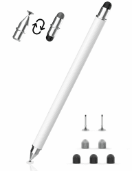 MEKO 3-in-1 Tablet Stift mit Faser/Gummi/Disc Spitzen für Tablets & Handys | Weiß, Magnetisch austauschbare Spitzen, Touchscreen Stift für iPhone/iPad/Pro/Mini/Samsung/Huawei/Xiaomi/Fire HD/Switch Weiß 3-in-1 Stift Angebot bei HelloDeals