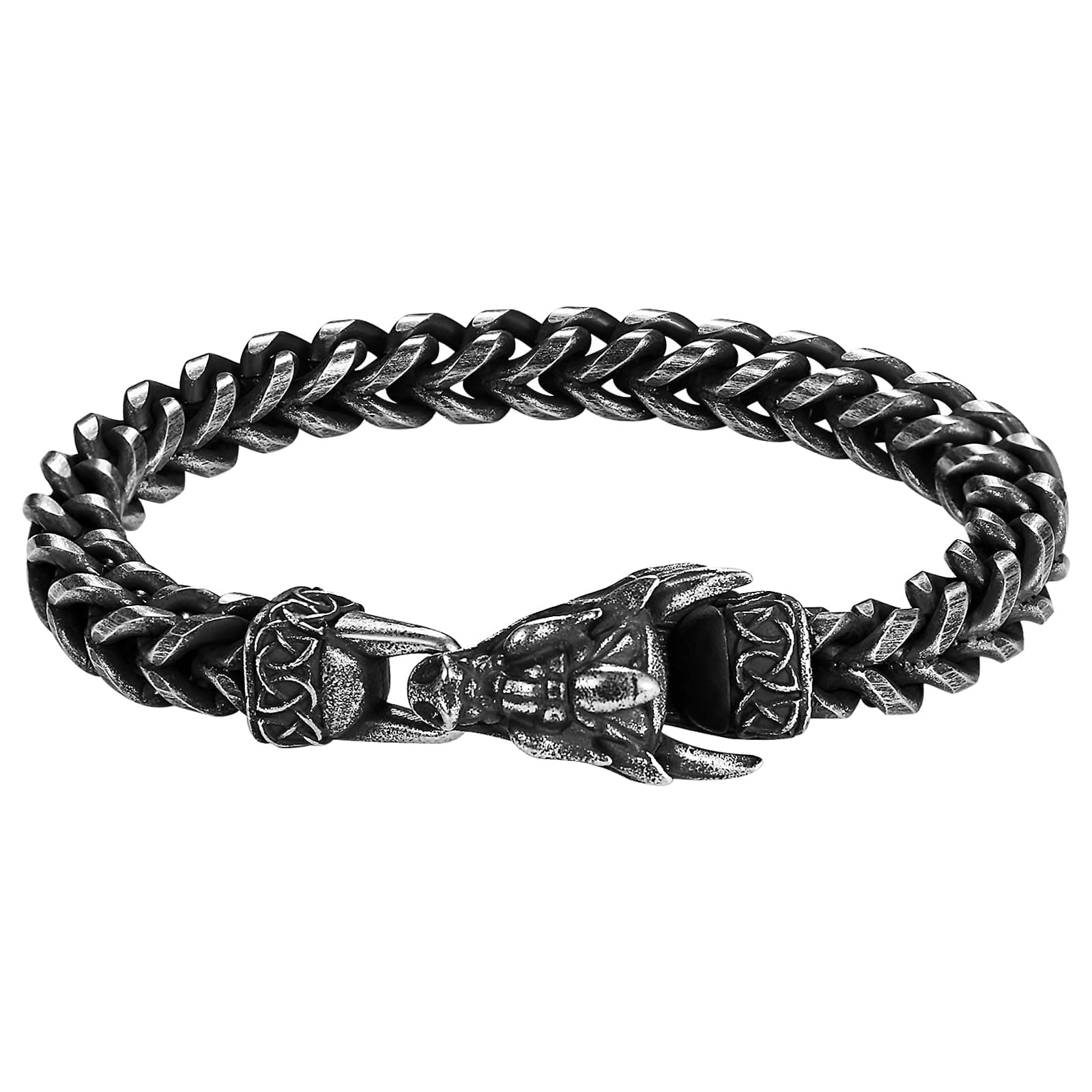 OIDEA Herren Armband Wikinger Drachen: Viking Drachenkopf Armkette Silber Vintage Retro aus Edelstahl Punk Rock Vintage Handgelenk Schmuck Geschenk für Männer Junge Freund Antik Silber Angebot bei HelloDeals