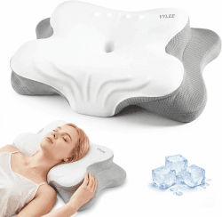 VYLEE Ergonomisches Nackenkissen Memory Foam Kopfkissen für Rücken-, Seiten- und Bauchschläfer, Schlafkissen für Nacken- und Schulterschmerzen (Grau) Angebot bei HelloDeals