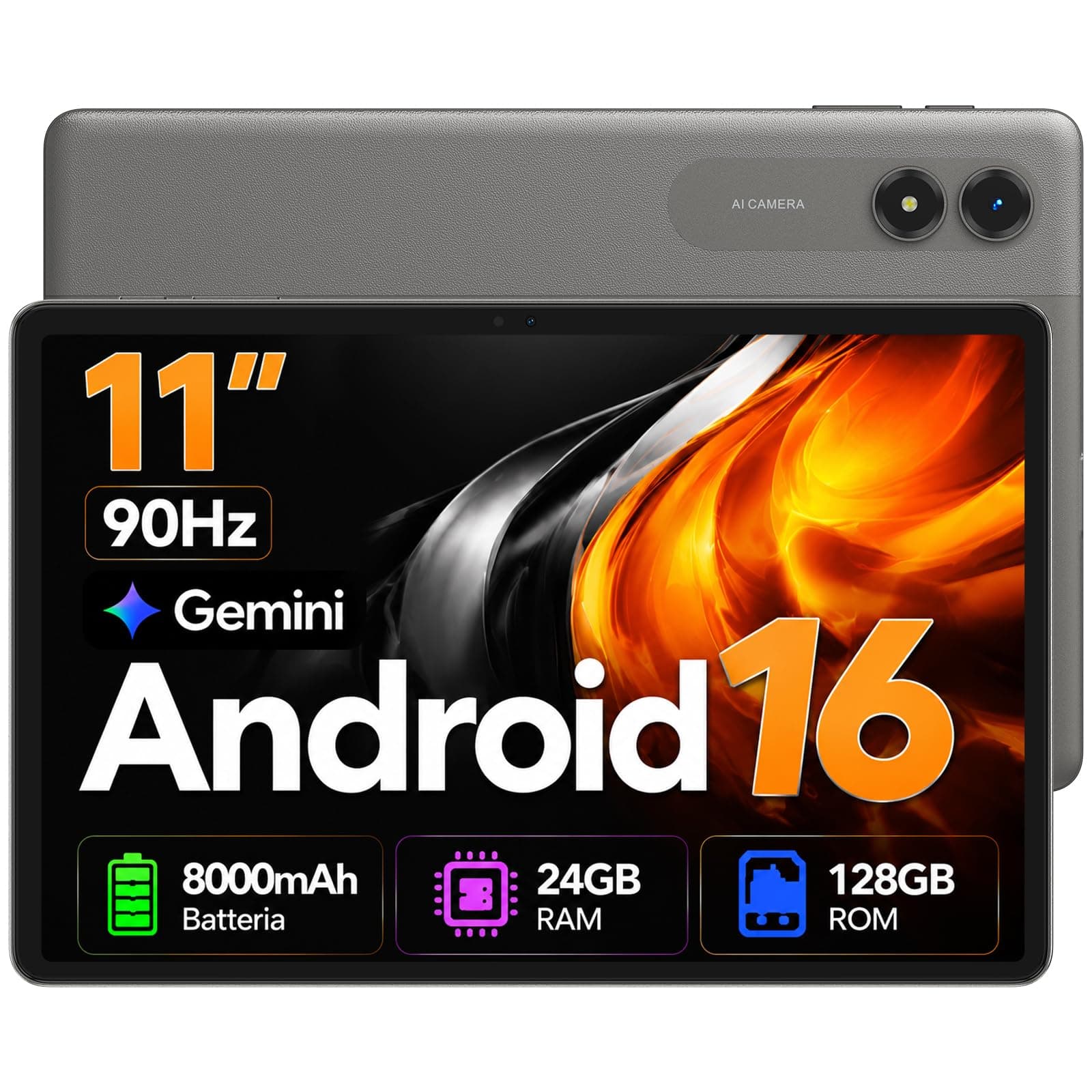 Tablet 11 Zoll Android 16 mit Gemini AI, 24GB RAM 128GB ROM, 90Hz Display mit TÜV-Augenschutz, 8000mAh Akku OTG, Tablet für Studenten, Erwachsene und Kinder, 4 Jahre Garantie Grau 11 Zoll Angebot bei HelloDeals