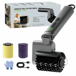 Elektrische Grillbürste, Elektrische Grillreinigungsbürste mit Verstellbarem Winkel, Edelstahl-Bürstenkopf, 3-Stufen Reinigung, 120 Min Laufzeit, Wasserdicht BBQ Grill Bürste Elektrisch für Grillroste Grau Angebot bei HelloDeals
