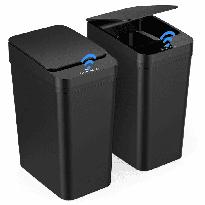 2er Set Mülleimer mit Sensor, 12L Automatischer Elektrischer Deckel Sensor, 3 Betriebsmodi, Leise Wasserdicht Intelligenter Abfallbehälter, für Küche Büro Wohnzimmer Badezimmer (2 er Schwarz) Angebot bei HelloDeals
