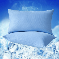 WONGS BEDDING Kühlender Kissenbezug 40 x 80 cm 2er Set, Sommer Kopfkissenbezug mit Japanische Arc-Chill Q-Max 0,43 Kühlfasern Atmungsaktive Superweiche Kissenbezüge, Blau Blau 40 x 80 cm Angebot bei HelloDeals
