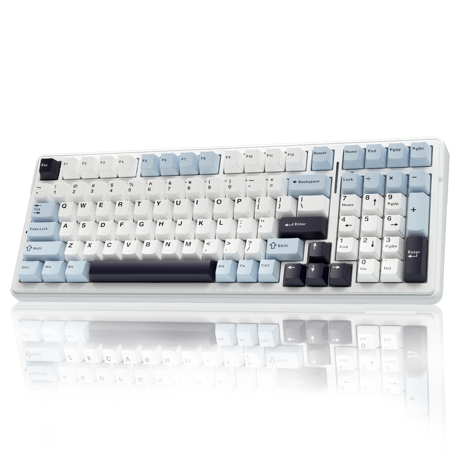 AULA F99 Gaming Tastatur Kabellos,3 Modus 2.4GHz/Type-C/BT5.0 Mechanische Tastatur mit Fünfschichtige Polsterung Struktur,RGB,8000 mAh,QWERTY,Hot-swap Custom Keyboard Mechanical (Gletscherblau) Angebot bei HelloDeals