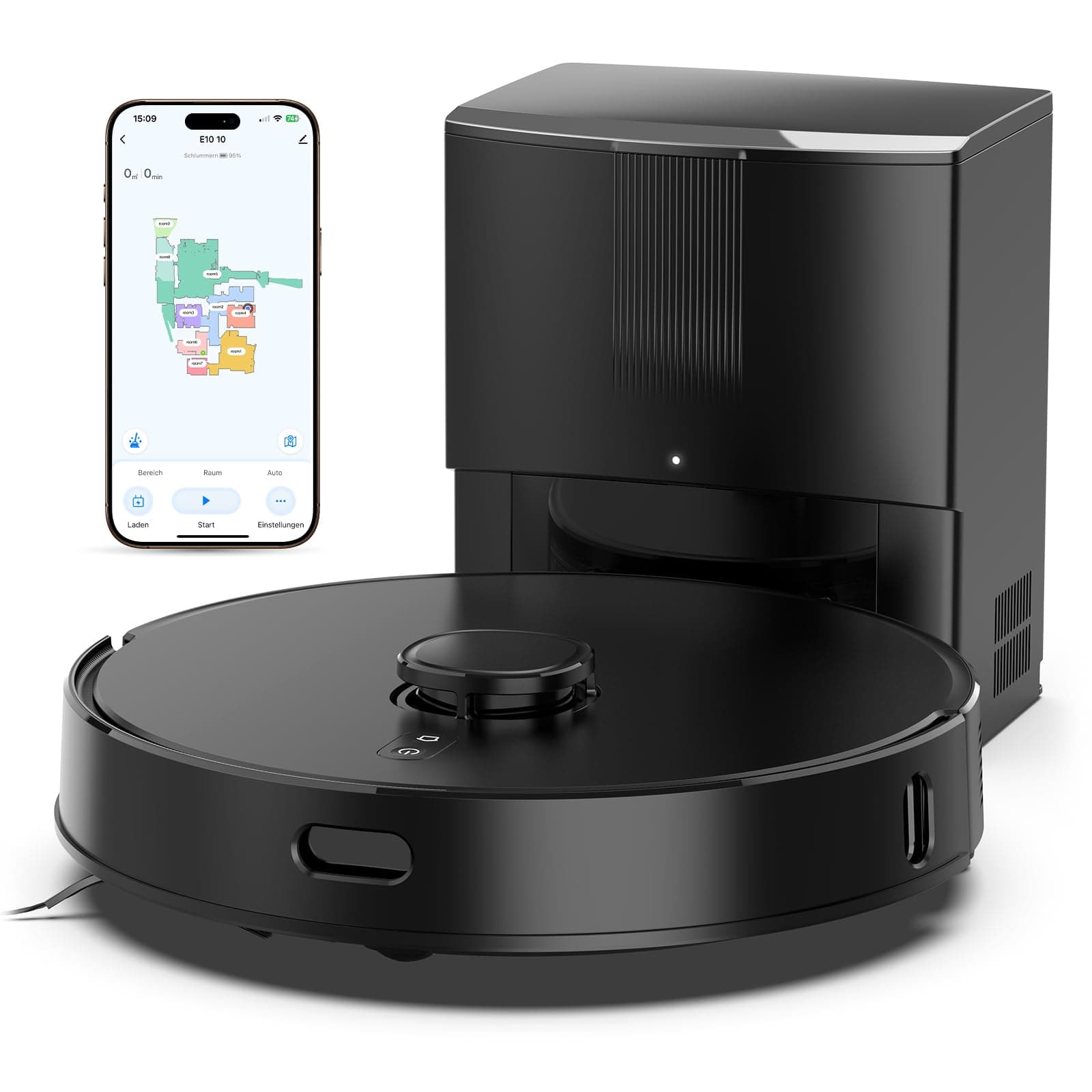 E10+ Saugroboter mit Wischfunktion für Tierhaare Teppich mit 8000Pa | BOTLUXE Staubsauger Roboter mit Absaugstation 3.5L, Saug und Wischroboter LiDAR Navigation, APP Steuerung Angebot bei HelloDeals