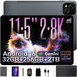 TABWEE T12Pro Android 16 Tablet mit Tastatur und Stift, 2.8K QHD+ Display | 11 Zoll Tablet mit Sim Card Slot, Helio G100, 32 GB RAM+256 GB ROM, 8000 mAh, 13 MP+8 MP, Widevine L1 (4 Jahre Garantie) T12Pro-Grau Angebot bei HelloDeals