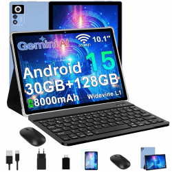 ZIOVO 2026 Neuest Android 15 Tablet 10.1 Zoll, 30GB RAM+128GB ROM+2TB TF, Gemini AI, 5G WLAN, Octa-Core 2.0GHz, Widevine L1, 8000mAh, BT 5.0, GPS, GMS, Tablets mit Tastatur, Maus und Schutzhülle-Blau Angebot bei HelloDeals