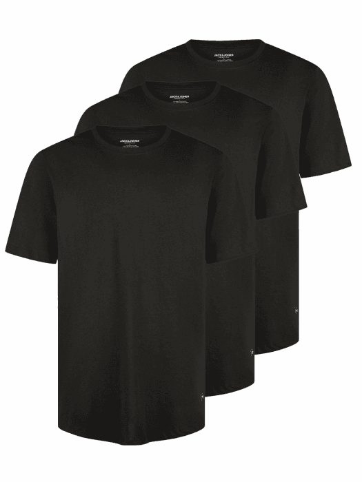 JACK & JONES Tshirt Herren lang geschnitten Set 100% Bio-Baumwolle Regular Fit JJENOA 3er Pack Rundhals Kurzarm Sommer Organic Basic Tee Shirt Schwarz Weiß Beige Grün Grau S M L XL XXL 3XL XL Pack 4 (Black) Angebot bei HelloDeals