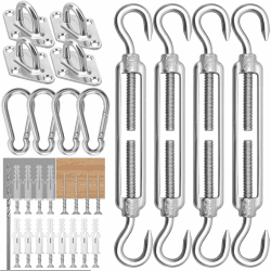 Sonnensegel Befestigung Set M6 Befestigung HardwareKit 304 Edelstahl Markisen Befestigungsset für Garten, sonnensegel zubehör Befestigung for Dreieck und Quadrat Hardware Zubehör Kit Silber M6-45 Angebot bei HelloDeals