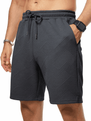 JMIERR Herren Textur Kurze Hosen mit 3 Taschen 2026 Sommer Casual Loose Shorts Elastische Taille C Grau L Angebot bei HelloDeals