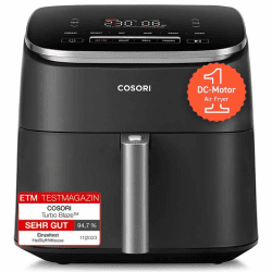 Cosori Airfryer, Turboblaze, 9-in-1 6L Heißluftfritteuse | Leiser DC Motor mit 5 Geschwindigkeitsstufen, 64% energiesparend, 87 Rezepte, Dunkelgrau TurboBlaze Dunkelgrau Angebot bei HelloDeals