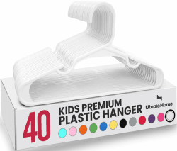 Utopia Home 40er Pack Kinderkleiderbügel 29.2 cm, Kunststoff, Weiß | Kinderkleiderbügel Kunststoff, Platzsparend, Langlebig, Für den täglichen Gebrauch, 40er Pack Weiß Angebot bei HelloDeals