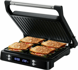 Olvy Sandwichmaker XXL, Digitaler Kontaktgrill mit Antihaftplatten, 3-in-1 Panini Maker, 180° offener Grill, einstellbare Temperatur, Timer, große Kochfläche, Cool-Touch-Griff Black Angebot bei HelloDeals