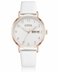CIVO Leicht Lesbar Armbanduhr Damen: Analog Klares Zifferblatt mit Zahlen | Datum und Tag Leuchtende Zeiger Wasserdicht - Damenuhr Elegant für Casual Alltag - Geschenke für Ehefrau Mutter Senioren C3 - Weiß Angebot bei HelloDeals
