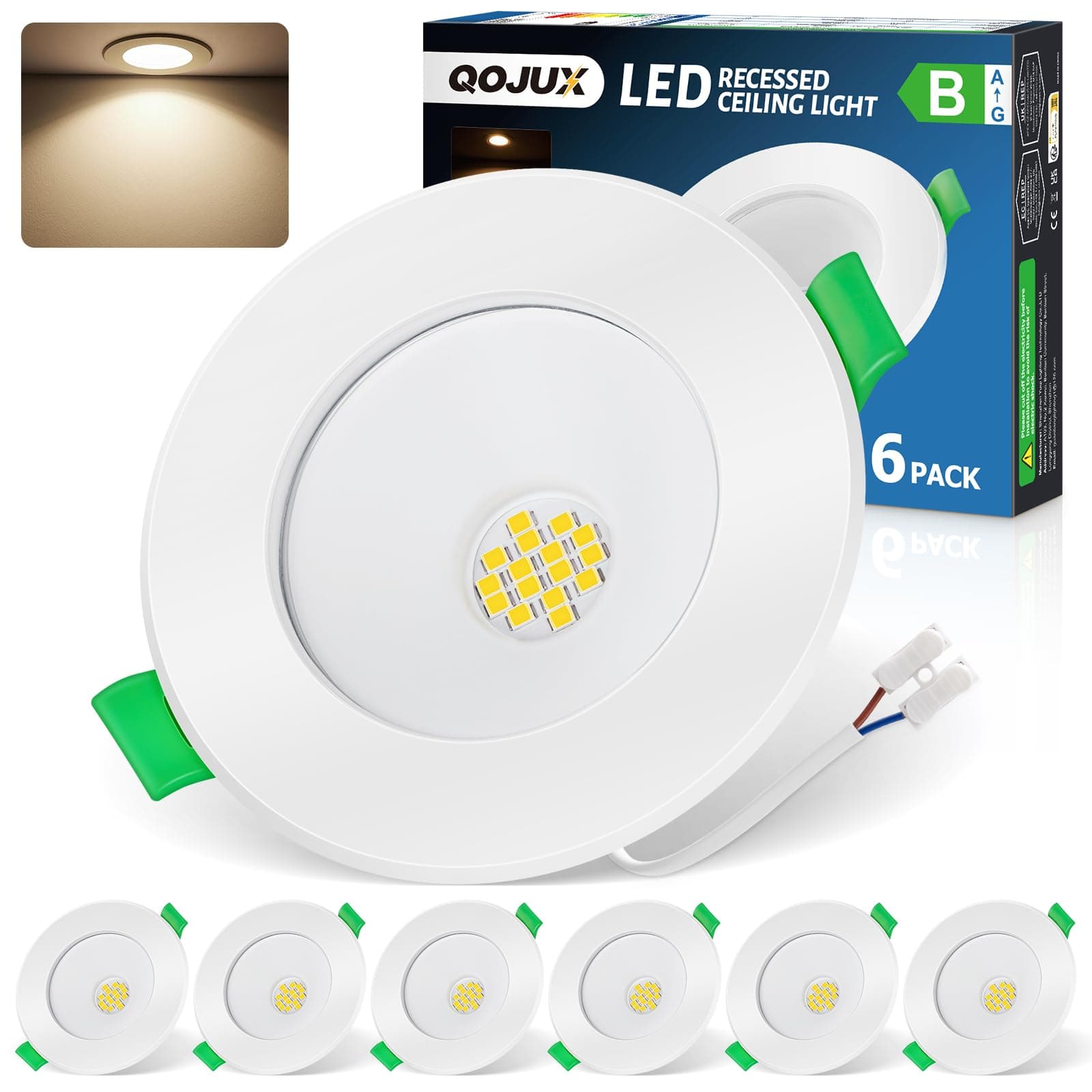 LED Einbaustrahler 230V Energieklasse B, 5W 800LM 4000K LED Spot 68-80mm Lochmaß, IP44 Deckenspots Neutralweiß 26mm Ultra Flach Einbauleuchten für Badezimmer Küche Wohnzimmer, Nicht Dimmbar, 6 Stück Weiß Neutralweiß 6er Set Angebot bei HelloDeals