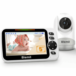 Blemil Babyphone mit Kamera und Audio 30 Stunden wiederaufladbare Batterie, 5" großer Bildschirm, ferngesteuerte Schwenk-/Neige-/Zoom-Kamera, Zwei-Wege-Gespräch, Nachtsicht, kein WiFi | 3500 mAh Akku, Fernbedienung Schwenk-/Neige-/Zoom-Kamera, Zwei-Wege-T Angebot bei HelloDeals