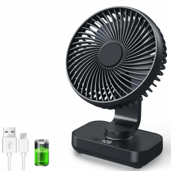 Tischventilator Automatisch Oszillierend, Leise 30 dB, Sanfter Luftstrom, 4500mAh Akku, USB-C, LED Display, Abnehmbar, 4 Geschwindigkeiten, Klein & Tragbar für Büro, Zuhause Matt-schwarz Angebot bei HelloDeals