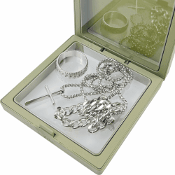 Herren Halskette Kette Silberkette Königskette 3-teiliges Set mit Armband & Ring, Edelstahl Schmuck für Männer, HipHop Style Geschenk für Vater & Freund Angebot bei HelloDeals