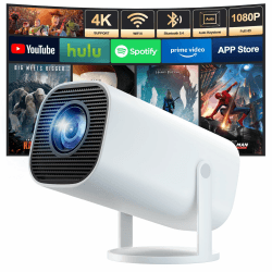Mini Beamer 4K Unterstützt, Tragbarer Projektor mit WiFi 6 BT 5.4, Beamer Klein Projector Auto Keystone, 180°Dreh Kompatibel mit iOS/Android/HDMI/TV Stick/Laptop/PC, weiß Angebot bei HelloDeals