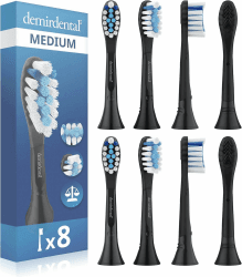 8er demirdental Ersatzbürsten passend für Philips Sonicare, entsprechend C3 Bürstenköpfen, gummierter und großer Kopf für gründliche Zahnreinigung, Schwarz Schwarz 1 stück (8er Pack) Angebot bei HelloDeals