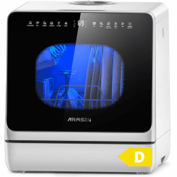 AIRMSEN Mini Geschirrspüler, Tischgeschirrspüler, Mini Spülmaschine mit 8+3 Programmen, 5L Tank, Enthärtungssystem, 1–18Std Startverzögerung & Kindersicherung Weiß & Schwarz Angebot bei HelloDeals